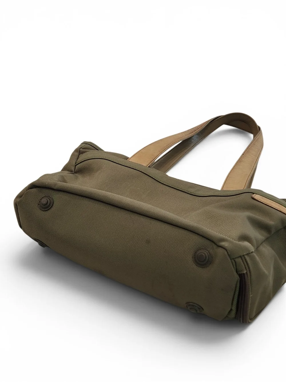 Briggs & Riley Olive Canvas Tote with Tan Leather Handles